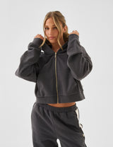 Zip Hoodie Washed Black