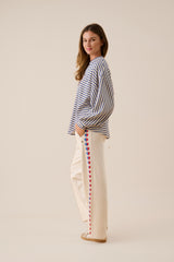 AMJ Waffle Long Sleeve Top Dark Navy