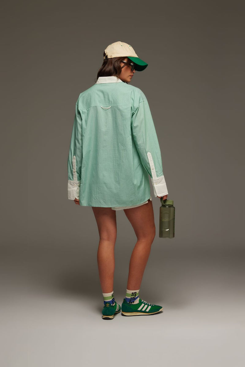 Club Cotton Shirt Green Stripe