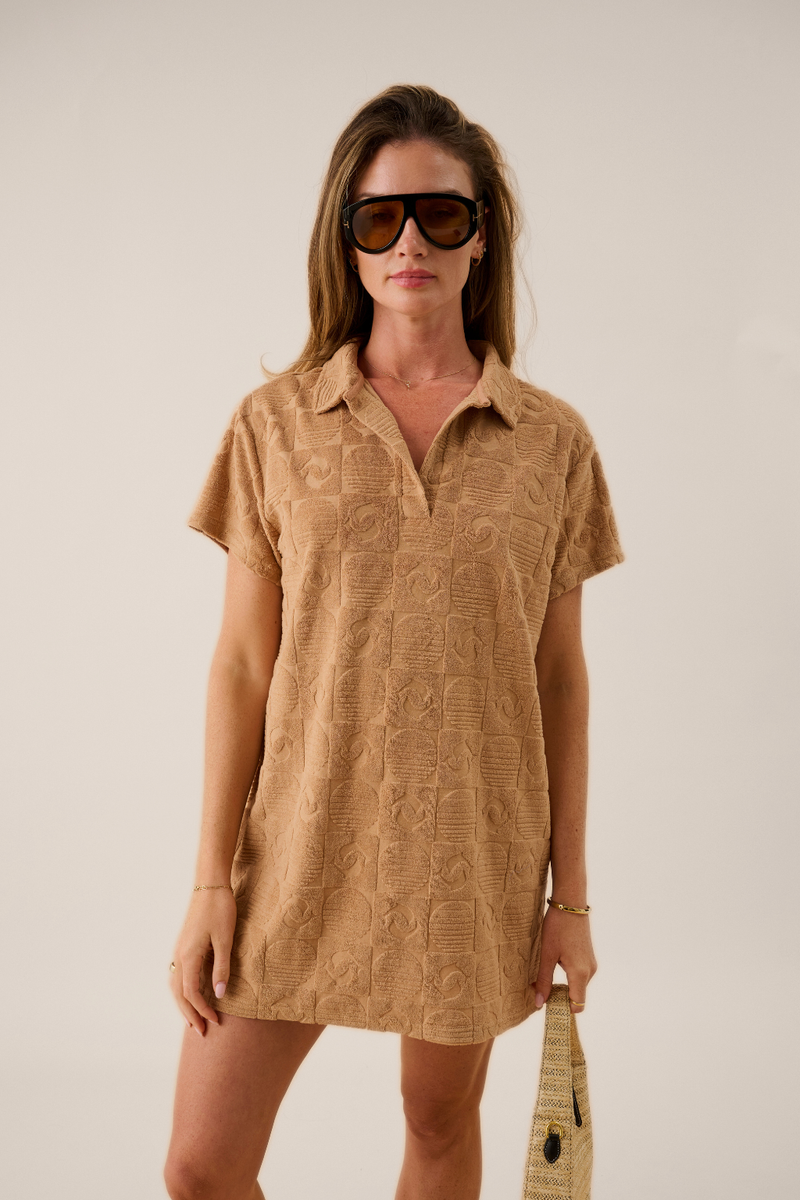 Cruise Terry Polo Dress Tan
