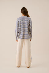 AMJ Waffle Long Sleeve Top Dark Navy