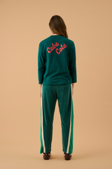 Velour Splice Trackpant Storm Green