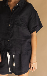 Cove Linen Shirt Set Noir