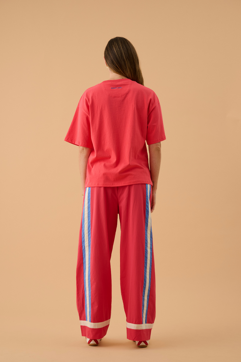 La Mer Stripe Pant Lobster Red