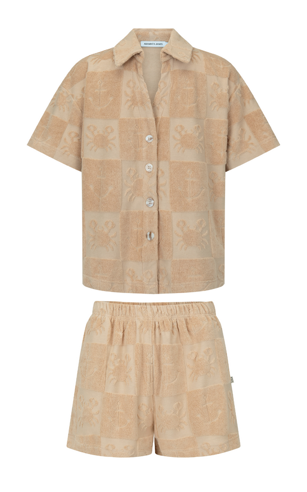 Seaside Terry Shirt Set Macadamia