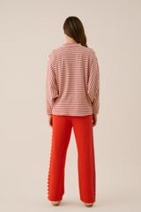 AMJ Waffle Long Sleeve Top Red Alert