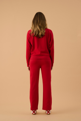 Retro Knit Zip Thru Jacket Tango Red