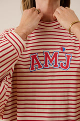 AMJ Waffle Long Sleeve Top Red Alert