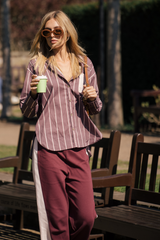 Alpine Cotton Stripe Shirt Red Wine