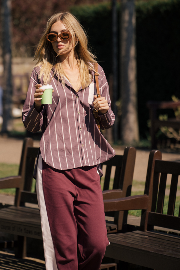 Alpine Cotton Stripe Shirt Red Wine