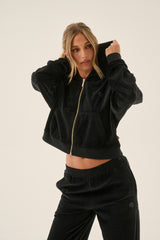 AJ Velour Hoodie Noir