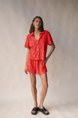 Seaside Terry Shirt Set Lobster Red