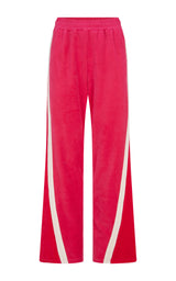 Velour Splice Trackpant Tango Red