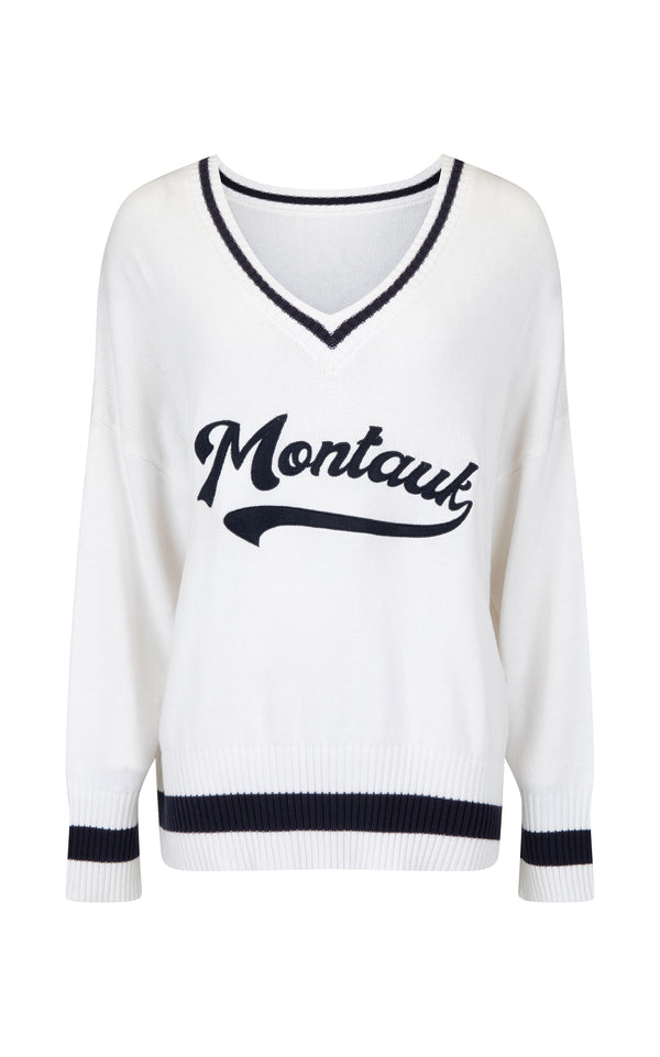 Montauk V-Neck Knit Sweater White - new arrival