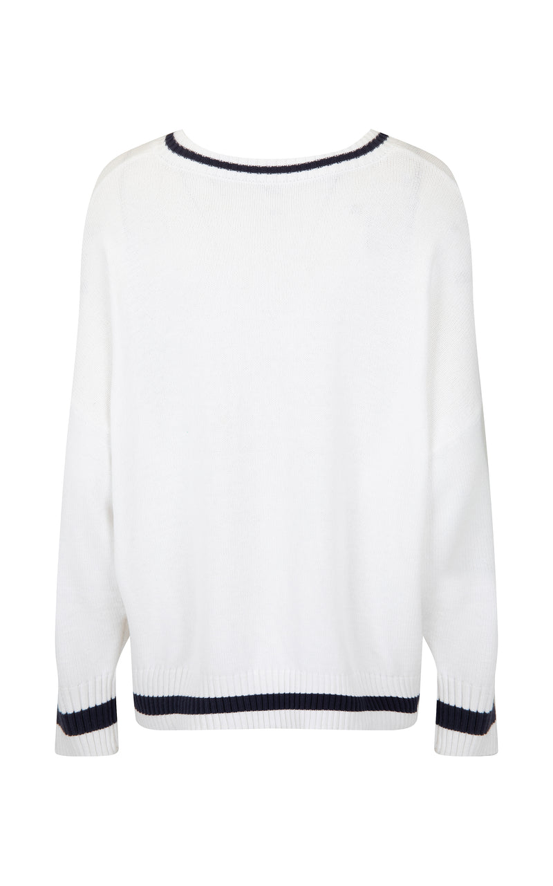 Montauk V-Neck Knit Sweater White