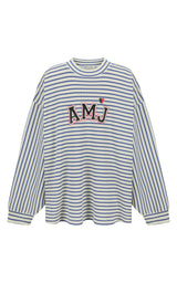 AMJ Waffle Long Sleeve Top Dark Navy