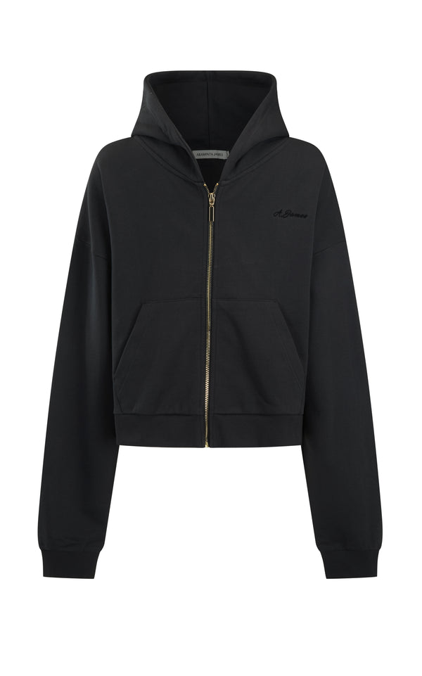 Zip Hoodie Washed Black – Araminta James