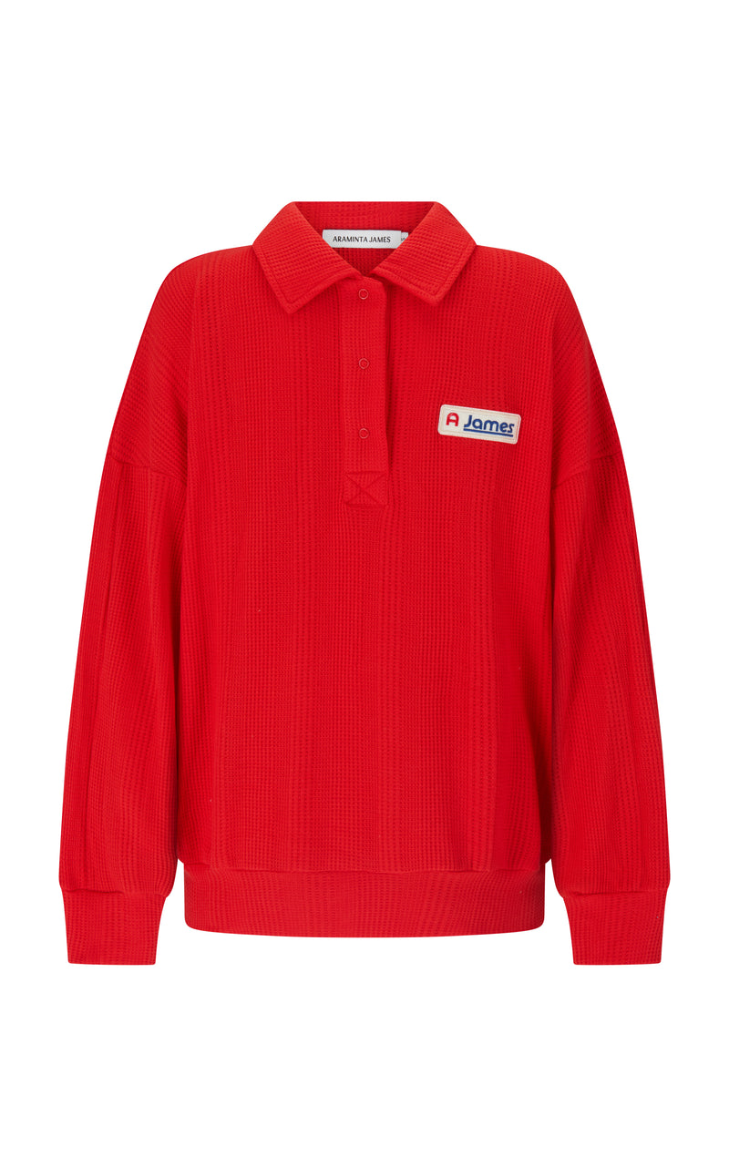 Tiva Waffle Sweatshirt Apple Red