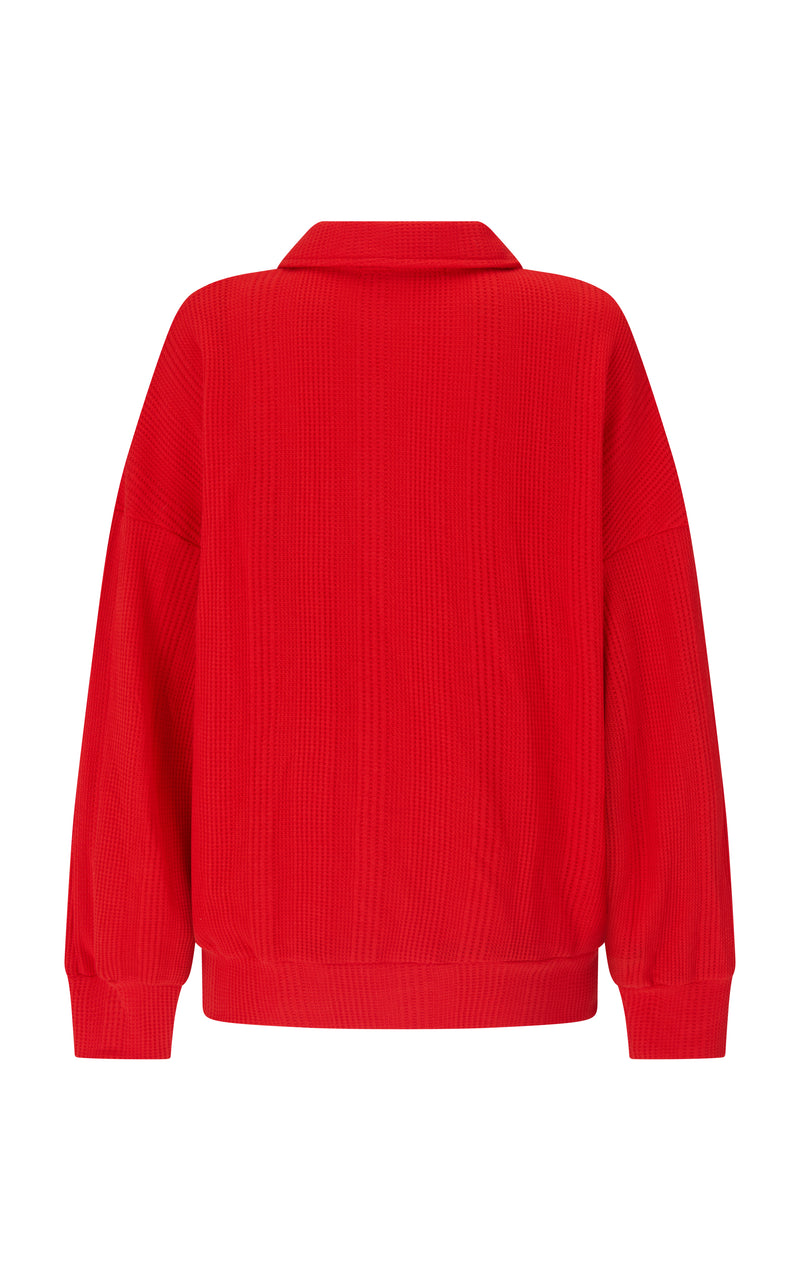 Tiva Waffle Sweatshirt Apple Red