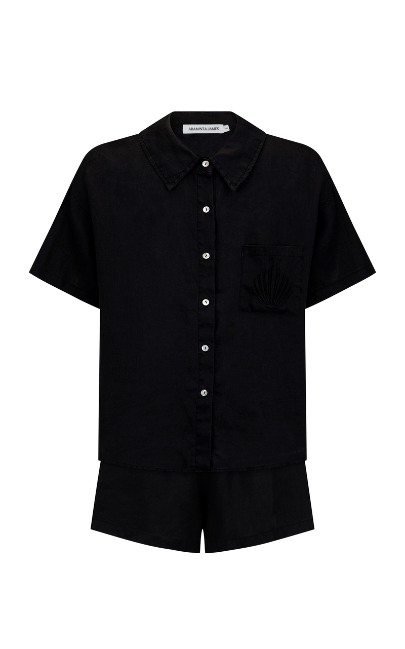 Cove Linen Shirt Set Noir