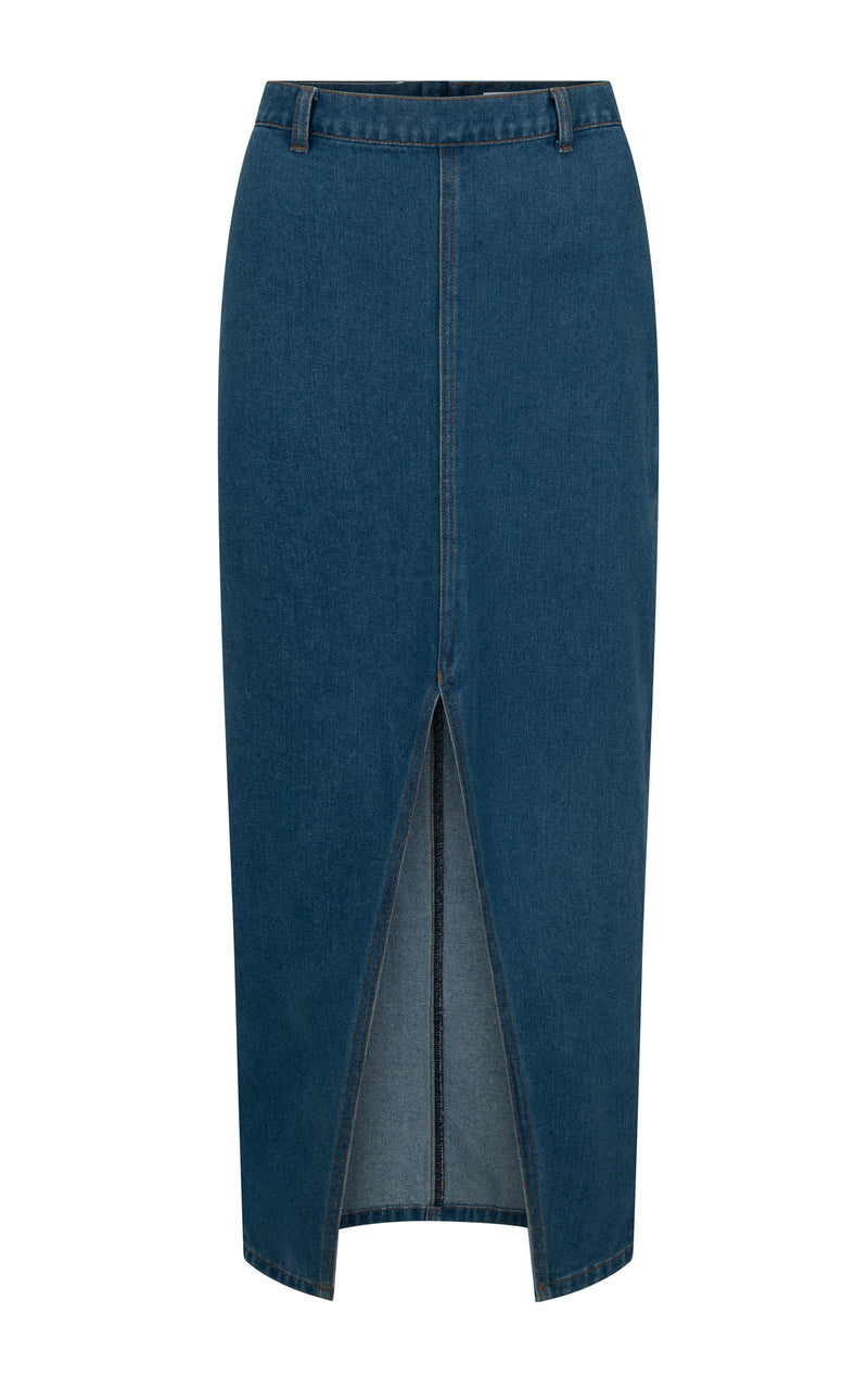 Utility Split Denim Skirt Dark Blue – Araminta James