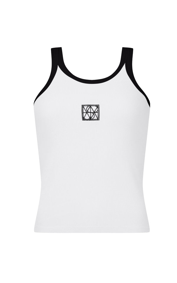 Monogram Contrast Tank Snow