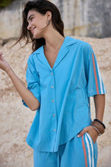 AJ Retro Stripe Shirt Sea Blue