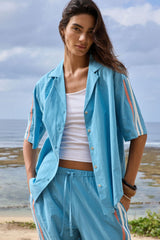 AJ Retro Stripe Shirt Sea Blue
