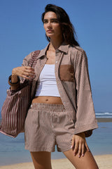 AJ Stripe Shirt Choc Stripe