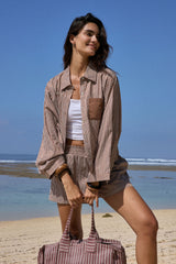 AJ Stripe Shirt Choc Stripe