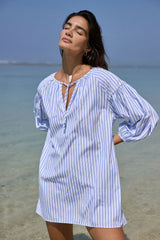 AJ Stripe Dress Sky Blue
