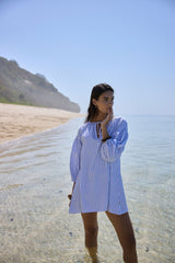 AJ Stripe Dress Sky Blue