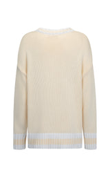 AJ V-Neck Knit Sweater Lemon Cream
