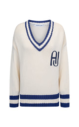 AJ V-Neck Knit Sweater Coconut