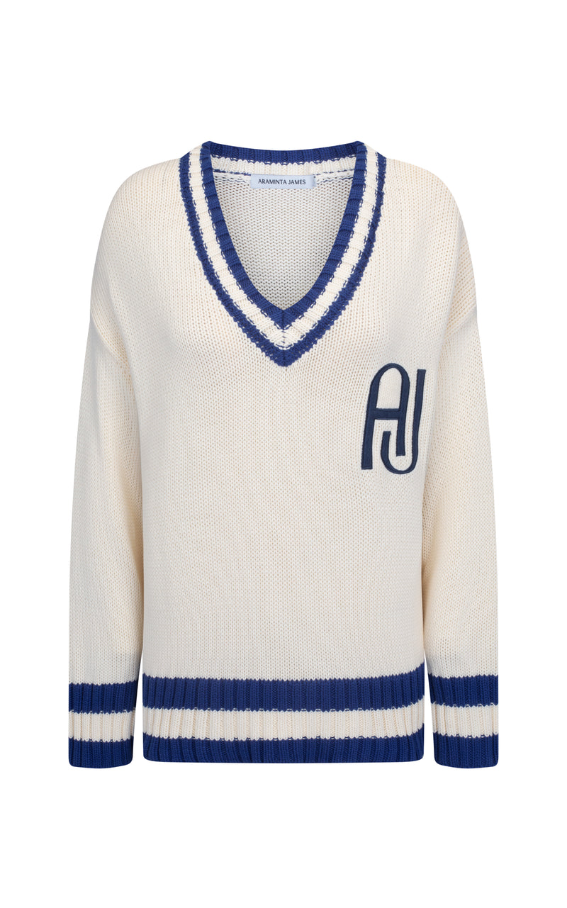 AJ V-Neck Knit Sweater Coconut