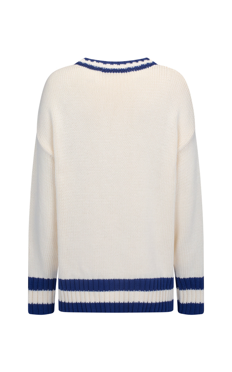 AJ V-Neck Knit Sweater Coconut