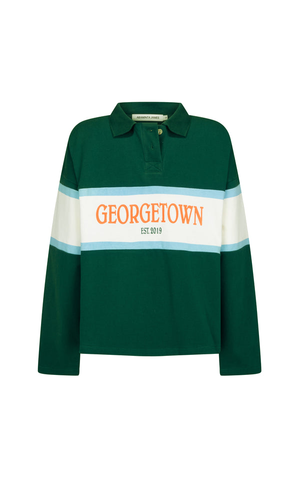 GT Rugby Long Sleeve Polo Shirt Forest