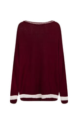 Marseille Knit V-Neck Sweater Red Wine