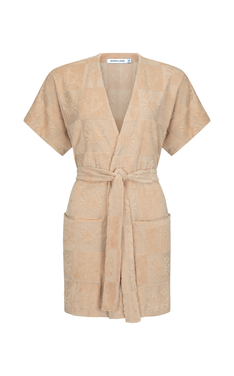 Seaside Terry Kimono Dress Macadamia - New Arrival