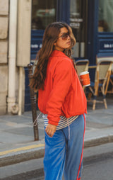 Velour Stripe Trackpant Cerulean Blue