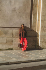 Velour Splice Trackpant Tango Red