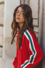 Retro Knit Zip Thru Jacket Tango Red