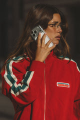 Retro Knit Zip Thru Jacket Tango Red