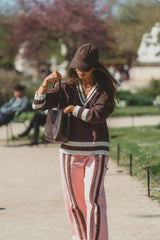 AJ V Neck Knit Sweater Chicory Coffee