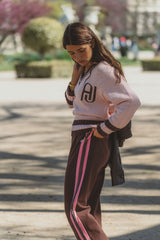 AJ V Neck Knit Sweater Dusty Rose