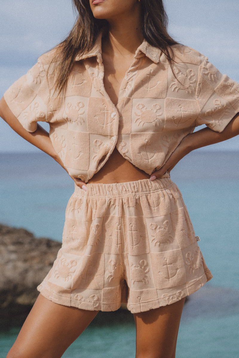 Seaside Terry Shirt Set Macadamia