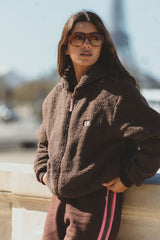 Sherpa Hooded Jacket Dark Chocolate