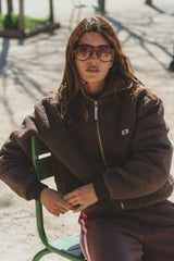 Sherpa Hooded Jacket Dark Chocolate