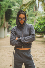 Zip Hoodie Washed Black