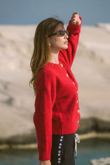 Aimes Shell Cardigan Deep Coral